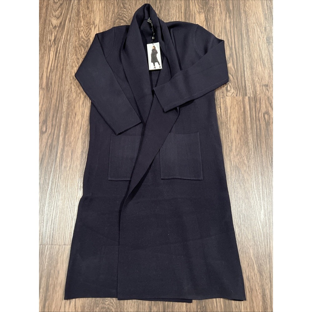 Max Sport Long Cardigan Women's Size L Color Navy Coat Jacket Sweater $368
